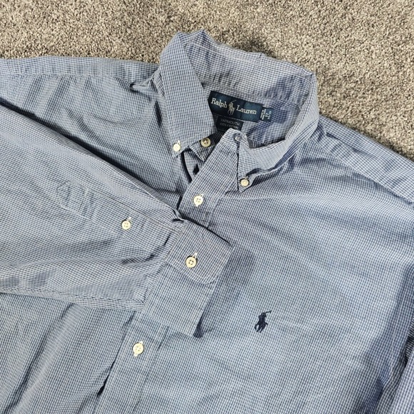 Polo Ralph Lauren Other - Ralph Lauren Button Down Shirt Mens 17 34/35 Blue Yarmouth Micro Check Cotton